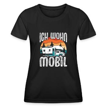 Ich wohn Mobil - Frauen Funktions-T-Shirt - Schwarz - Vorne - AI Model Female 172 light (172cm)