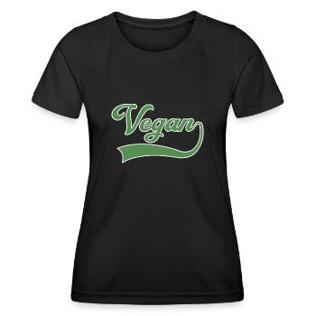 Vegan Schriftzug - Frauen Funktions-T-Shirt - Schwarz - Vorne - AI Model Female 172 light (172cm)