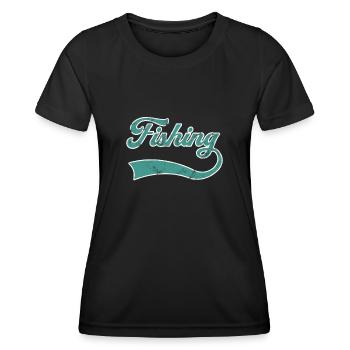 Angeln Schriftzug - Frauen Funktions-T-Shirt - Schwarz - Vorne - AI Model Female 172 light (172cm)