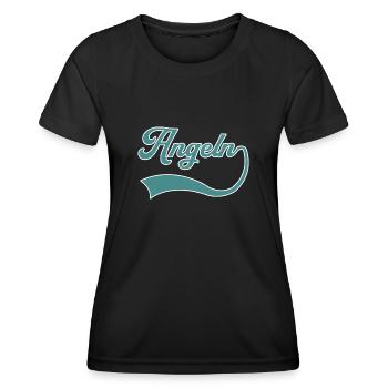 Angeln Schriftzug - Frauen Funktions-T-Shirt - Schwarz - Vorne - AI Model Female 172 light (172cm)