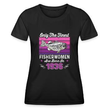 Pêcheuses nées en 1936 pour le 87e anniversaire d’un pêcheur - T-shirt sport Femme - noir - Devant - AI Model Female 172 light (172cm)