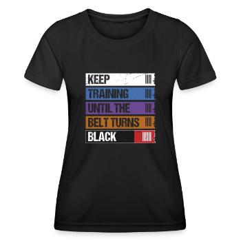 Continuez à vous entraîner jusqu’à ce que la ceinture devienne Black Jiu Jitsu - T-shirt sport Femme - noir - Devant - AI Model Female 172 light (172cm)