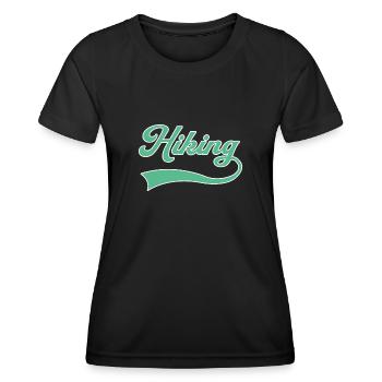 Wandern Schriftzug - Frauen Funktions-T-Shirt - Schwarz - Vorne - AI Model Female 172 light (172cm)
