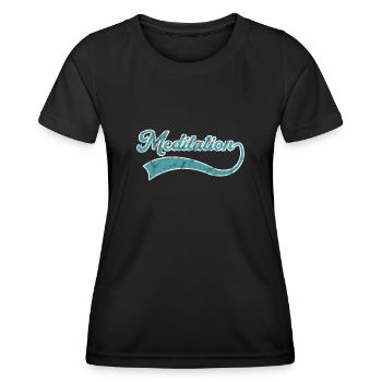 Meditation Schriftzug - Frauen Funktions-T-Shirt - Schwarz - Vorne - AI Model Female 172 light (172cm)