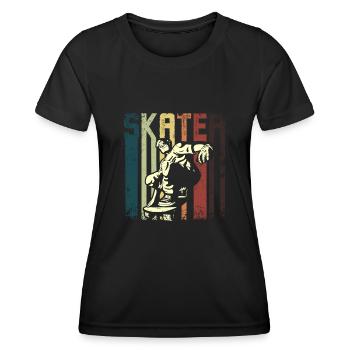 Retro Vintage Skateboarding - Frauen Funktions-T-Shirt - Schwarz - Vorne - AI Model Female 172 light (172cm)