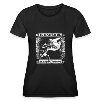 Ich würde lieber Skateboard fahren - Frauen Funktions-T-Shirt - Schwarz - Vorne - AI Model Female 172 light (172cm)