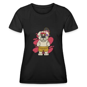 Joli chien jouant au badminton, amusant, amateur - T-shirt sport Femme - noir - Devant - AI Model Female 172 light (172cm)