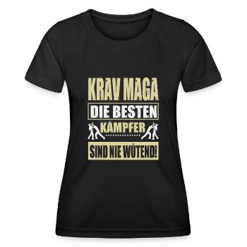 Die besten Kämpfer sind nie wütend - Frauen Funktions-T-Shirt - Schwarz - Vorne - AI Model Female 172 light (172cm)