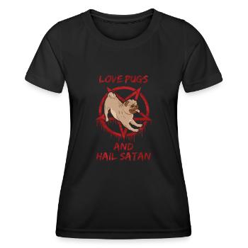 Aimez les carlins et saluez Satan - T-shirt sport Femme - noir - Devant - AI Model Female 172 light (172cm)