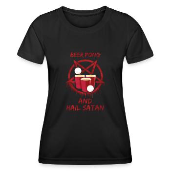 Beer Pong and Hail Satan - Women's Functional T-Shirt - black - Front - AI Model Female 172 light (172cm)