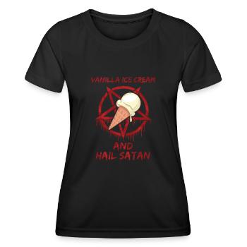Vanilla Ice Cream and Hail satan - Frauen Funktions-T-Shirt - Schwarz - Vorne - AI Model Female 172 light (172cm)