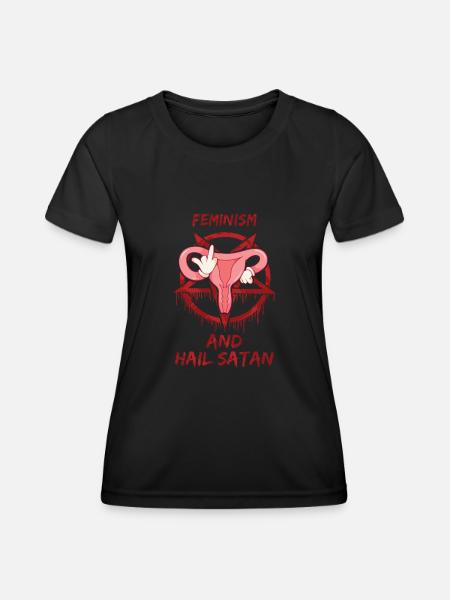Feminism and Hail Satan - Funktionsshirt til damer - sort