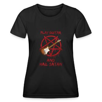 Jouer de la guitare et saluer Satan - T-shirt sport Femme - noir - Devant - AI Model Female 172 light (172cm)