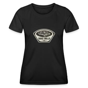 Garagenbewohner KFZ Mechaniker Autoliebhaber - Frauen Funktions-T-Shirt - Schwarz - Vorne - AI Model Female 172 light (172cm)