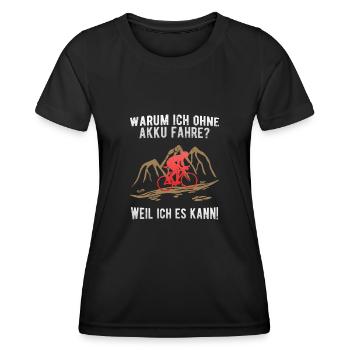 Fahrrad Rennrad fahren Radsport ohne Akku - Frauen Funktions-T-Shirt - Schwarz - Vorne - AI Model Female 172 light (172cm)