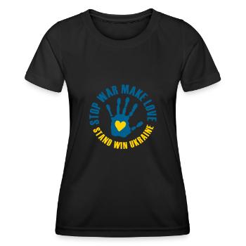 Win Ukraine booth - Women's Functional T-Shirt - black - Front - AI Model Female 172 light (172cm)