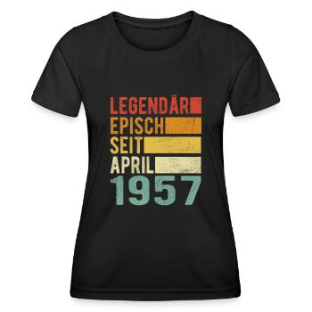 Legendär seit April 1957 - Frauen Funktions-T-Shirt - Schwarz - Vorne - AI Model Female 172 light (172cm)