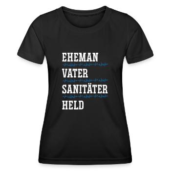 Ehemann Vater Sanitäter Held - Frauen Funktions-T-Shirt - Schwarz - Vorne - AI Model Female 172 light (172cm)