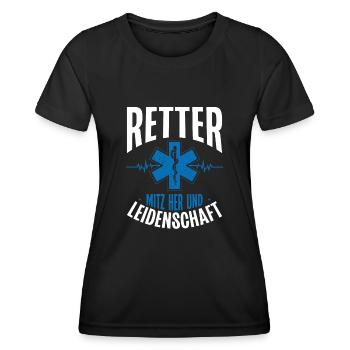 Retter Mit Herz Und Leidenschaft - Frauen Funktions-T-Shirt - Schwarz - Vorne - AI Model Female 172 light (172cm)