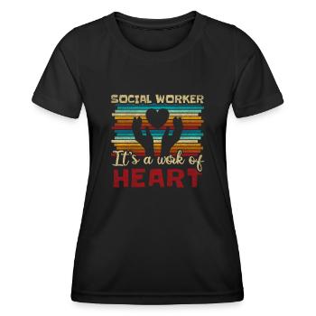 Social Worker Its A Work of Heart Sozialarbeiter - Frauen Funktions-T-Shirt - Schwarz - Vorne - AI Model Female 172 light (172cm)