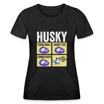 Chien Husky - T-shirt sport Femme - noir - Devant - AI Model Female 172 light (172cm)
