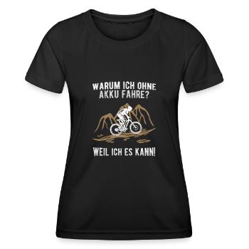 MTB ohne Akku - Fahrrad Radsport Mountainbike - Frauen Funktions-T-Shirt - Schwarz - Vorne - AI Model Female 172 light (172cm)
