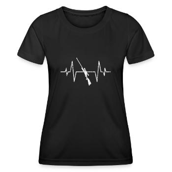 Battement de cœur de fusil de chasse - T-shirt sport Femme - noir - Devant - AI Model Female 172 light (172cm)