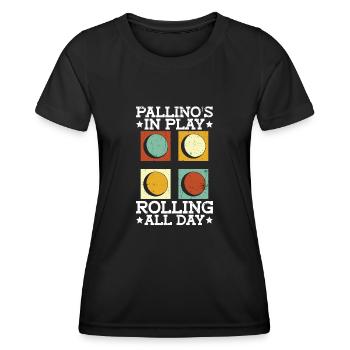 Pallino’s In Play - Rolling All Day - Boccia - T-shirt sport Femme - noir - Devant - AI Model Female 172 light (172cm)