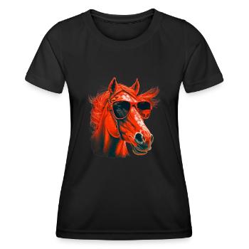 gift riding horses sunglasses humor - Women's Functional T-Shirt - black - Front - AI Model Female 172 light (172cm)