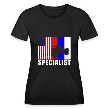 Buggy Racer Hobby USA Flagge USA - Frauen Funktions-T-Shirt - Schwarz - Vorne - AI Model Female 172 light (172cm)