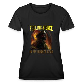 Se sentir féroce dans mon Bunker Gear Fireman - T-shirt sport Femme - noir - Devant - AI Model Female 172 light (172cm)