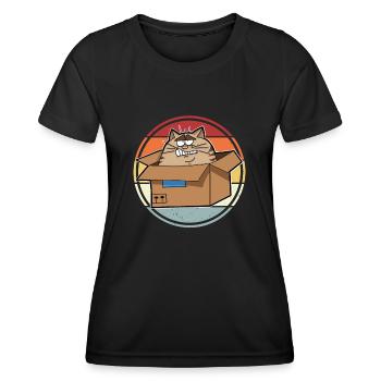 Katze Im Karton - Frauen Funktions-T-Shirt - Schwarz - Vorne - AI Model Female 172 light (172cm)