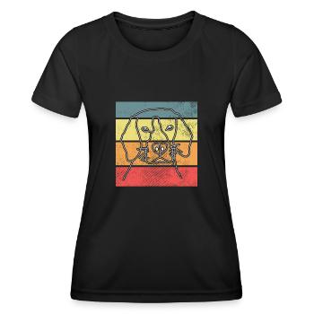 Hund Hundekopf Retro - Frauen Funktions-T-Shirt - Schwarz - Vorne - AI Model Female 172 light (172cm)