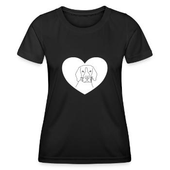 Hund Hundekopf Herz - Frauen Funktions-T-Shirt - Schwarz - Vorne - AI Model Female 172 light (172cm)