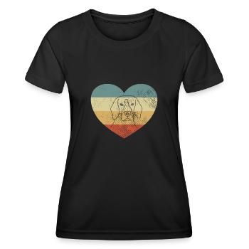 Hund Hundekopf Retro - Frauen Funktions-T-Shirt - Schwarz - Vorne - AI Model Female 172 light (172cm)