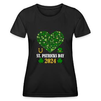 Accessoires de la Saint-Patrick Irlande Shamrock Décoration - T-shirt sport Femme - noir - Devant - AI Model Female 172 light (172cm)