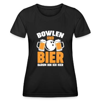 Bier Bowler Bowlen Kegeln Bowling - Frauen Funktions-T-Shirt - Schwarz - Vorne - AI Model Female 172 light (172cm)