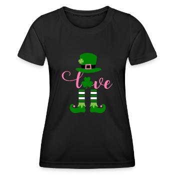 Accessoires de la Saint-Patrick Irlande Trèfle Décoration - T-shirt sport Femme - noir - Devant - AI Model Female 172 light (172cm)