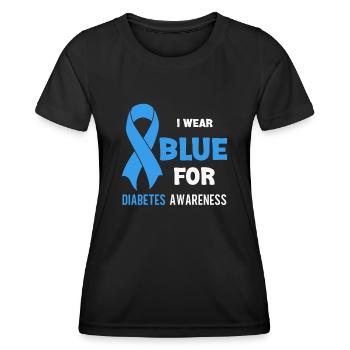 Sensibilisation au diabète Bande bleue du diabète Diabète - T-shirt sport Femme - noir - Devant - AI Model Female 172 light (172cm)