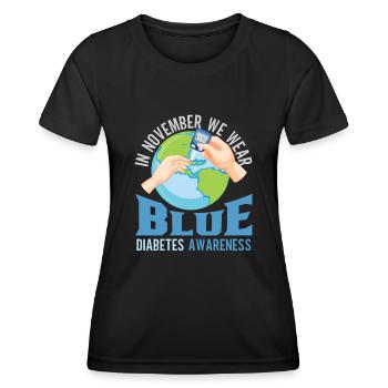 Sensibilisation au diabète Bande bleue du diabète Diabète - T-shirt sport Femme - noir - Devant - AI Model Female 172 light (172cm)