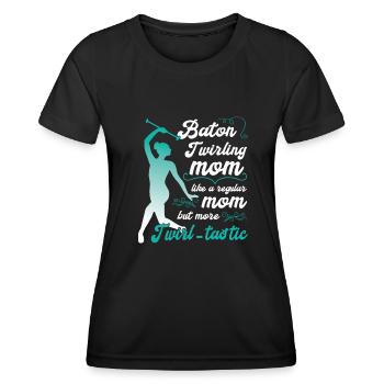 Gymnastik Tanz Baton Wirbeln Turnen - Frauen Funktions-T-Shirt - Schwarz - Vorne - AI Model Female 172 light (172cm)