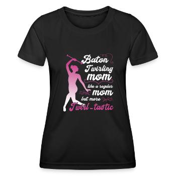 Gymnastik Tanz Baton Wirbeln Turnen - Frauen Funktions-T-Shirt - Schwarz - Vorne - AI Model Female 172 light (172cm)
