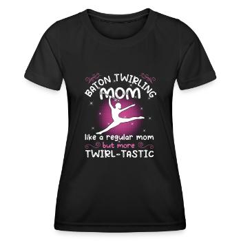 Gymnastik Tanz Baton Wirbeln Turnen - Frauen Funktions-T-Shirt - Schwarz - Vorne - AI Model Female 172 light (172cm)