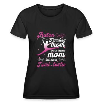 Gymnastik Tanz Baton Wirbeln Turnen - Frauen Funktions-T-Shirt - Schwarz - Vorne - AI Model Female 172 light (172cm)