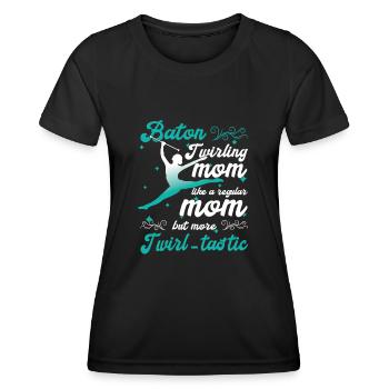 Gymnastik Tanz Baton Wirbeln Turnen - Frauen Funktions-T-Shirt - Schwarz - Vorne - AI Model Female 172 light (172cm)