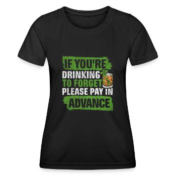 S’il vous plaît payer à l’avance Barman drôle - T-shirt sport Femme - noir - Devant - AI Model Female 172 light (172cm)