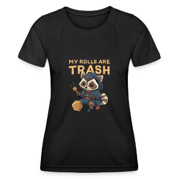 RPG Racoon Trash D20 Cube Design for an RPG - Women's Functional T-Shirt - black - Front - AI Model Female 172 light (172cm)