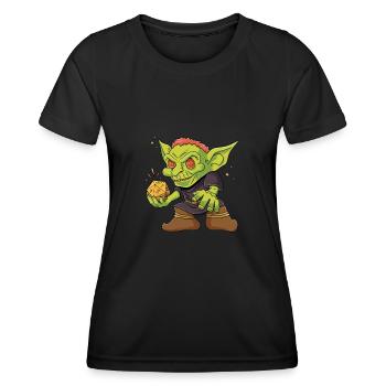 Goblin Orc D20 Cube Design pour un RPG GAMER - T-shirt sport Femme - noir - Devant - AI Model Female 172 light (172cm)
