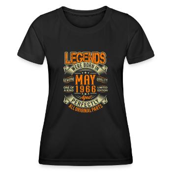 1966 Mai Birthday Legend - T-shirt sport Femme - noir - Devant - AI Model Female 172 light (172cm)