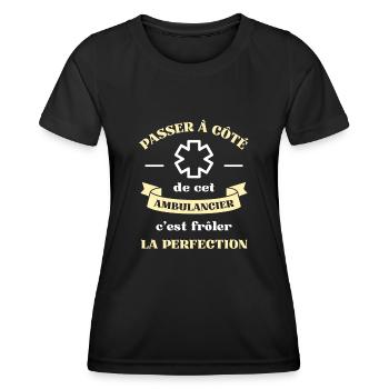 ambulancier perfection homme humour ambulance - T-shirt sport Femme - noir - Devant - AI Model Female 172 light (172cm)
